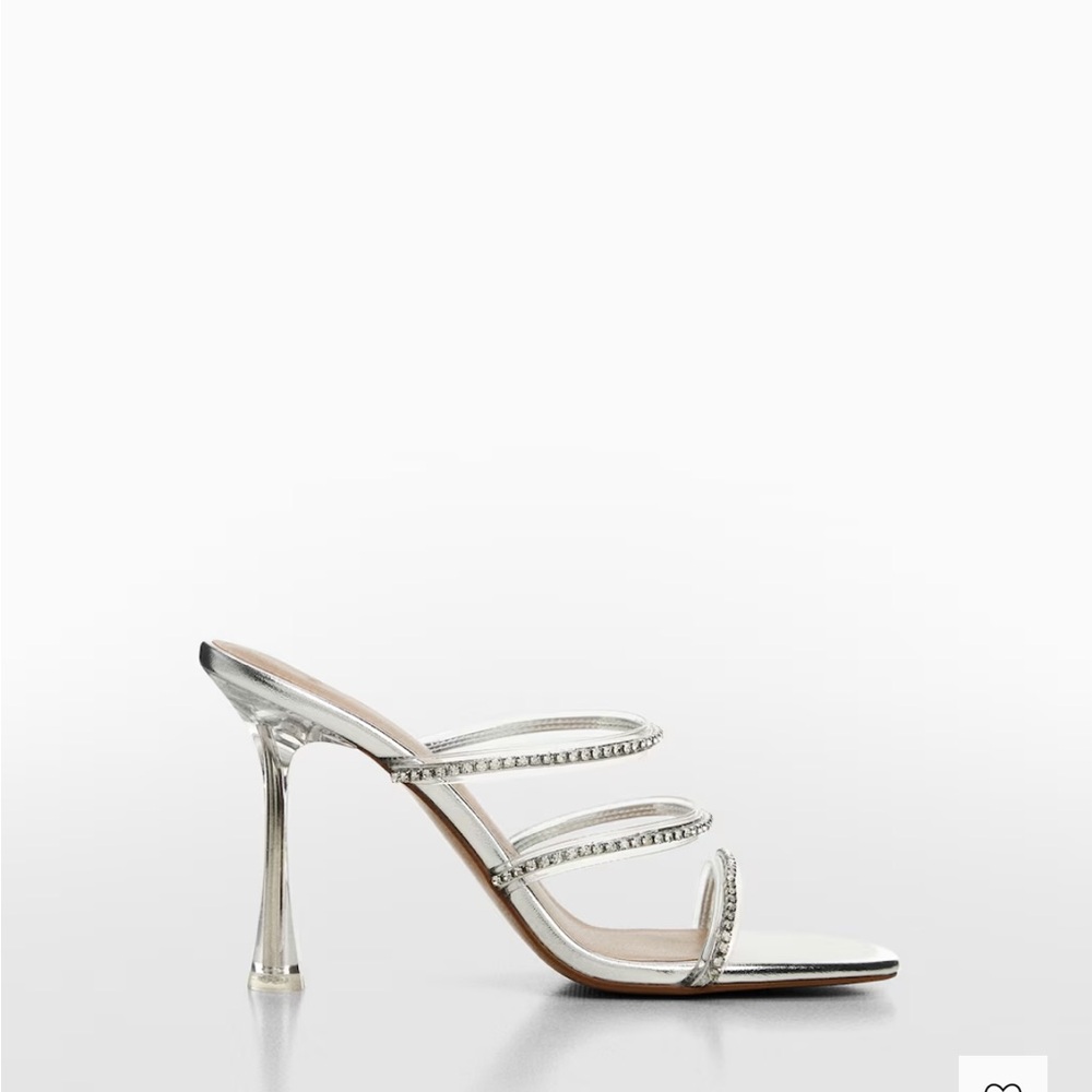 Mango Silver Rhinestone Heels - Picture 2 of 10